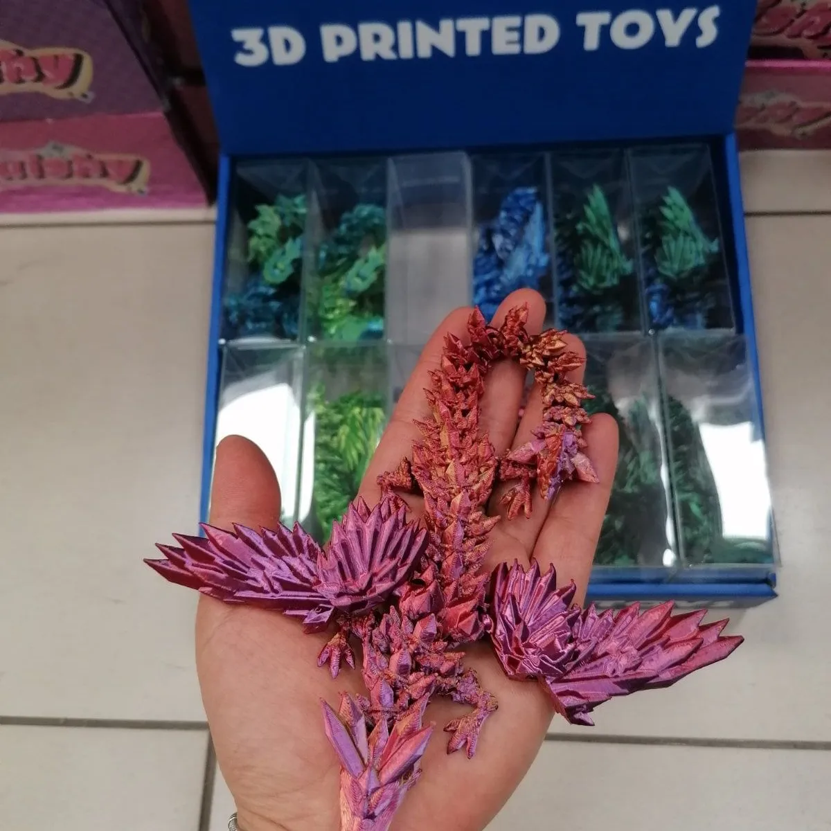 Zabawki 3D - Ruchomy Smok Kryształowy Druk 3D, 12 szt.