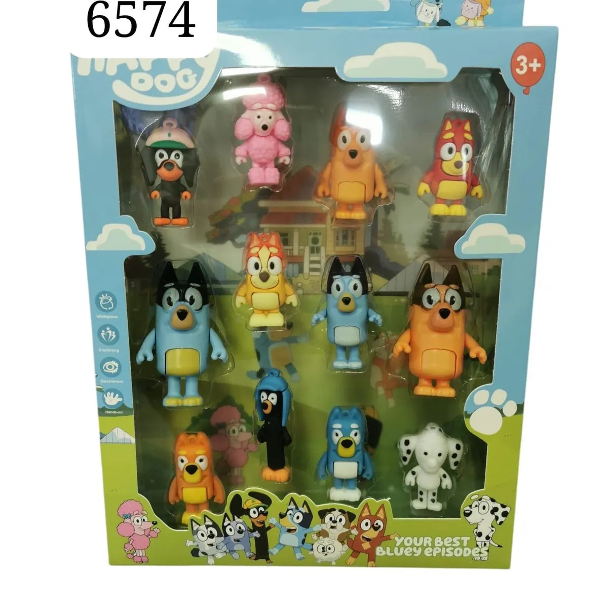 Figurki Bluey Happy Dog 12 szt. Zestaw 3+