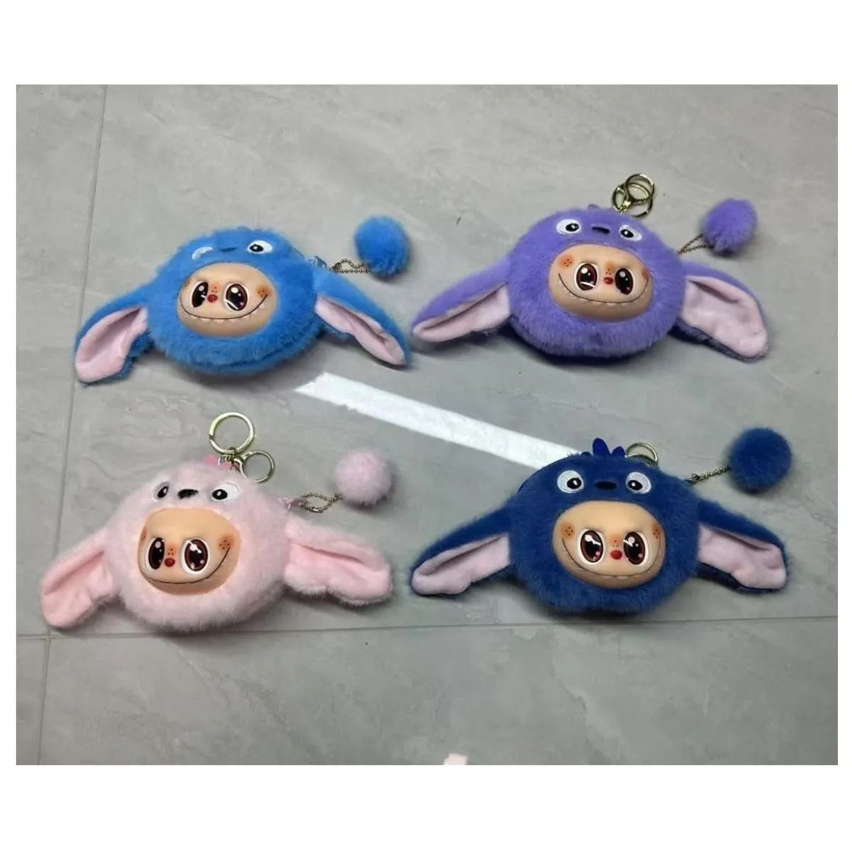 Brelok Labubu pluszowy z pomponem, mix kolorów, 12 szt.