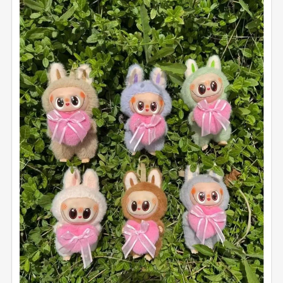 Brelok Labubu Pluszowy z Sercem i Kokardką - Mix Kolorów 12 szt.