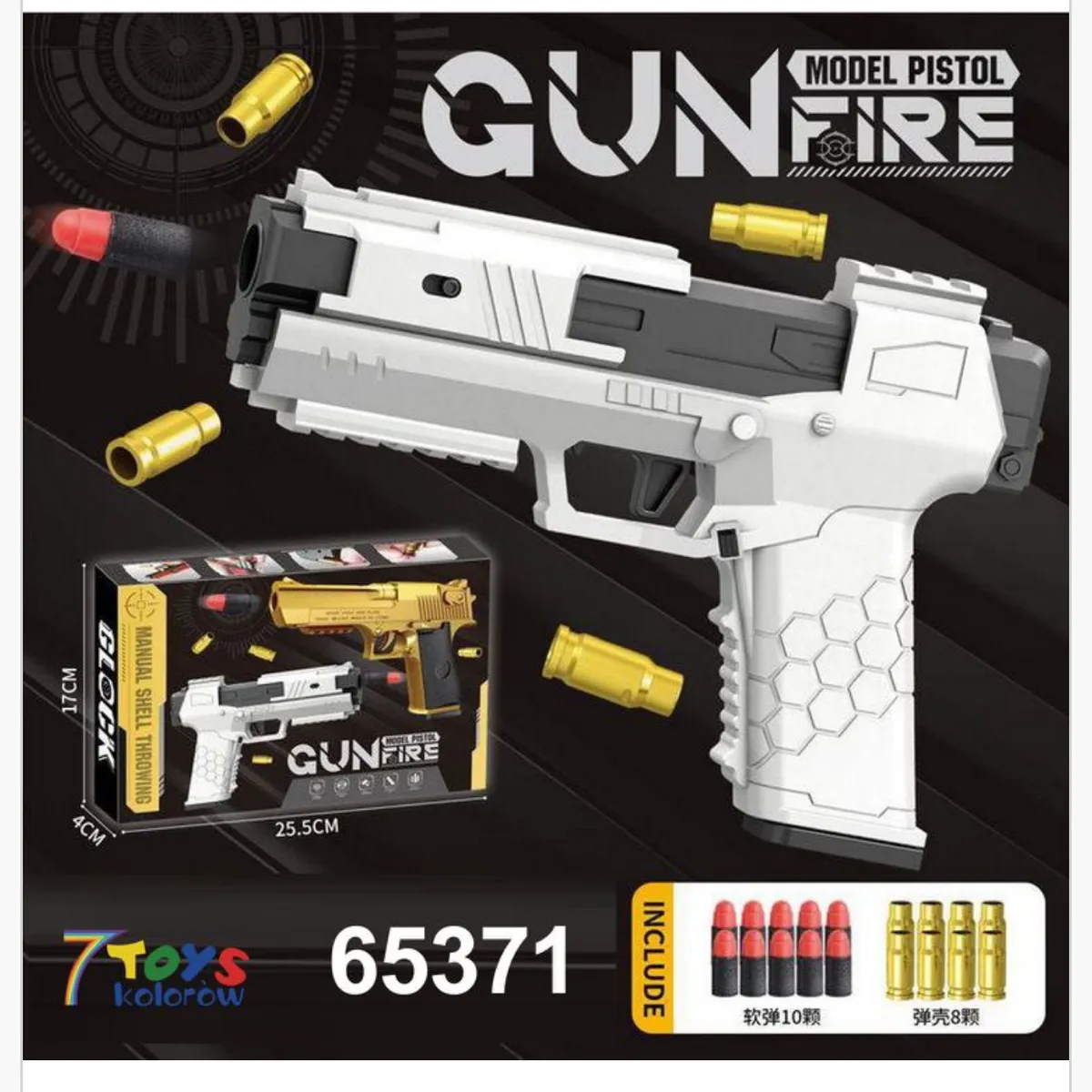 Pistolet Zabawkowy Gun Fire 25,5cm z Wyrzutem Łusek