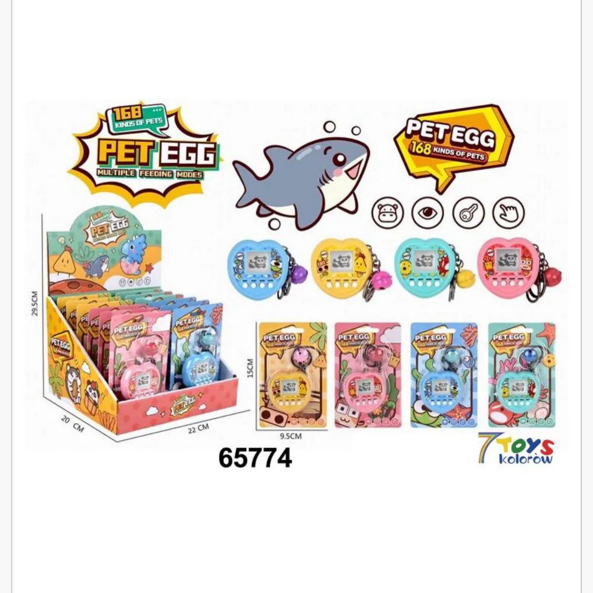Zabawki Konsola do Gier PET EGG 168 Zwierząt, Brelok 12 szt.