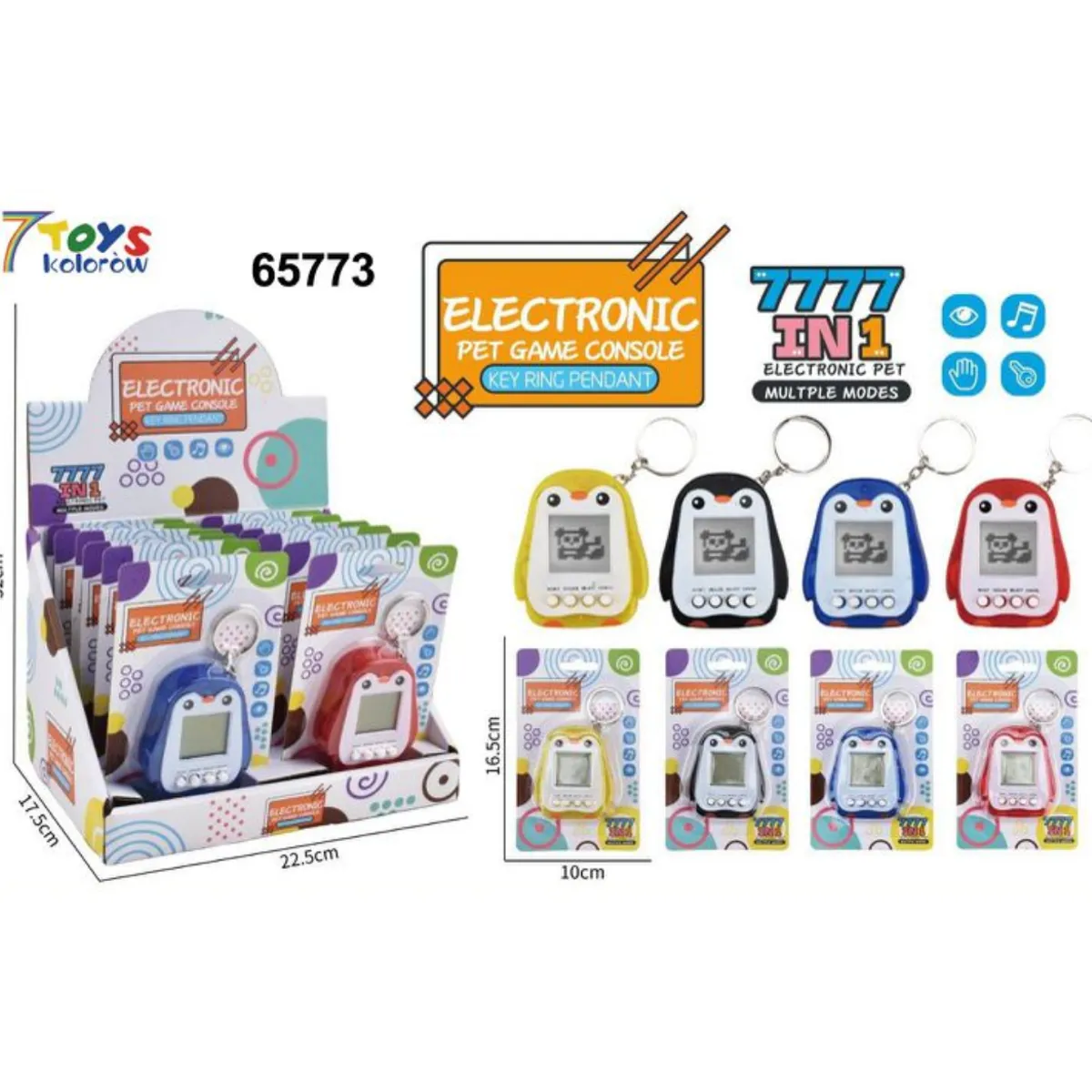 Elektroniczna Konsola Gra Zwierzątko Pingwin Brelok 12szt