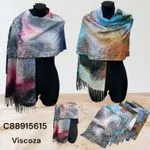 Szale damskie viscose z frędzlami multikolor