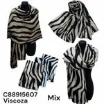 Szale damskie viscose mix wzór zebra złoty/czarny