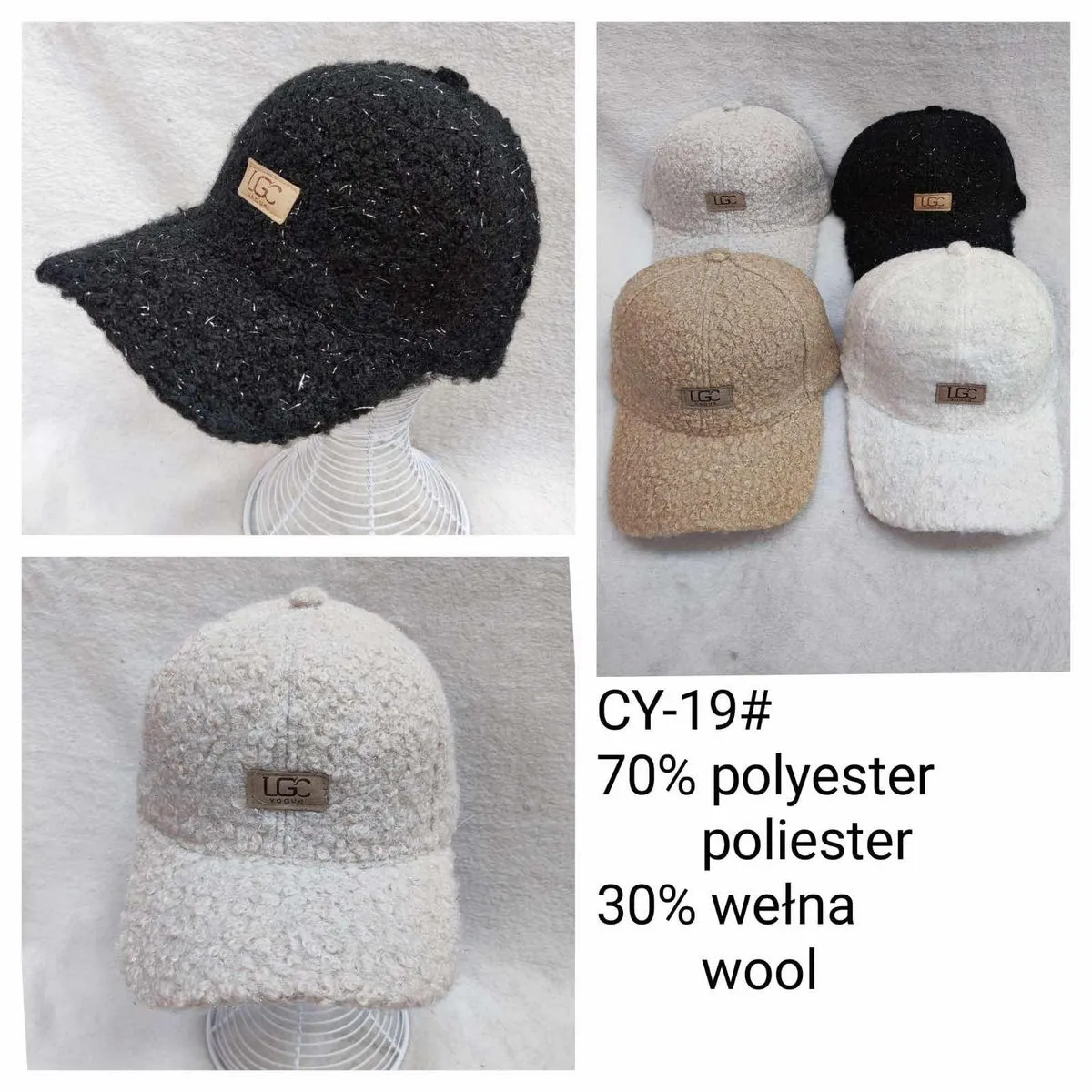 Czapki damskie UGG CY-19# 70% poliester 30% wełna