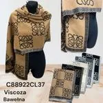 Szaliki damskie wiskozowo-bawetnowe beżowy/czarny 38922CL37