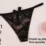 Stringi damskie koronkowe M/L-34 czarne E5151
