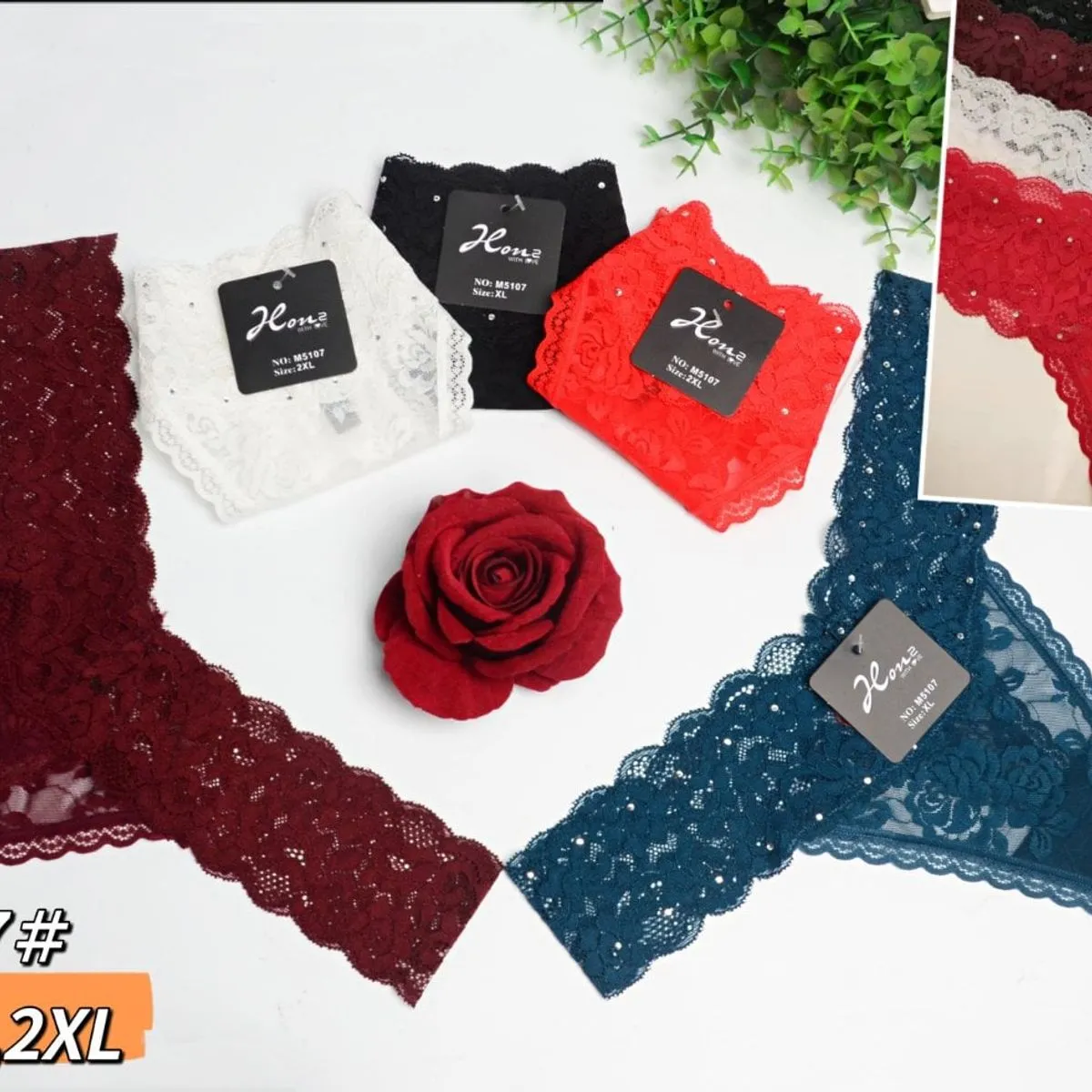 Majtki damskie XL-2XL koronkowe 4 kolory 53107