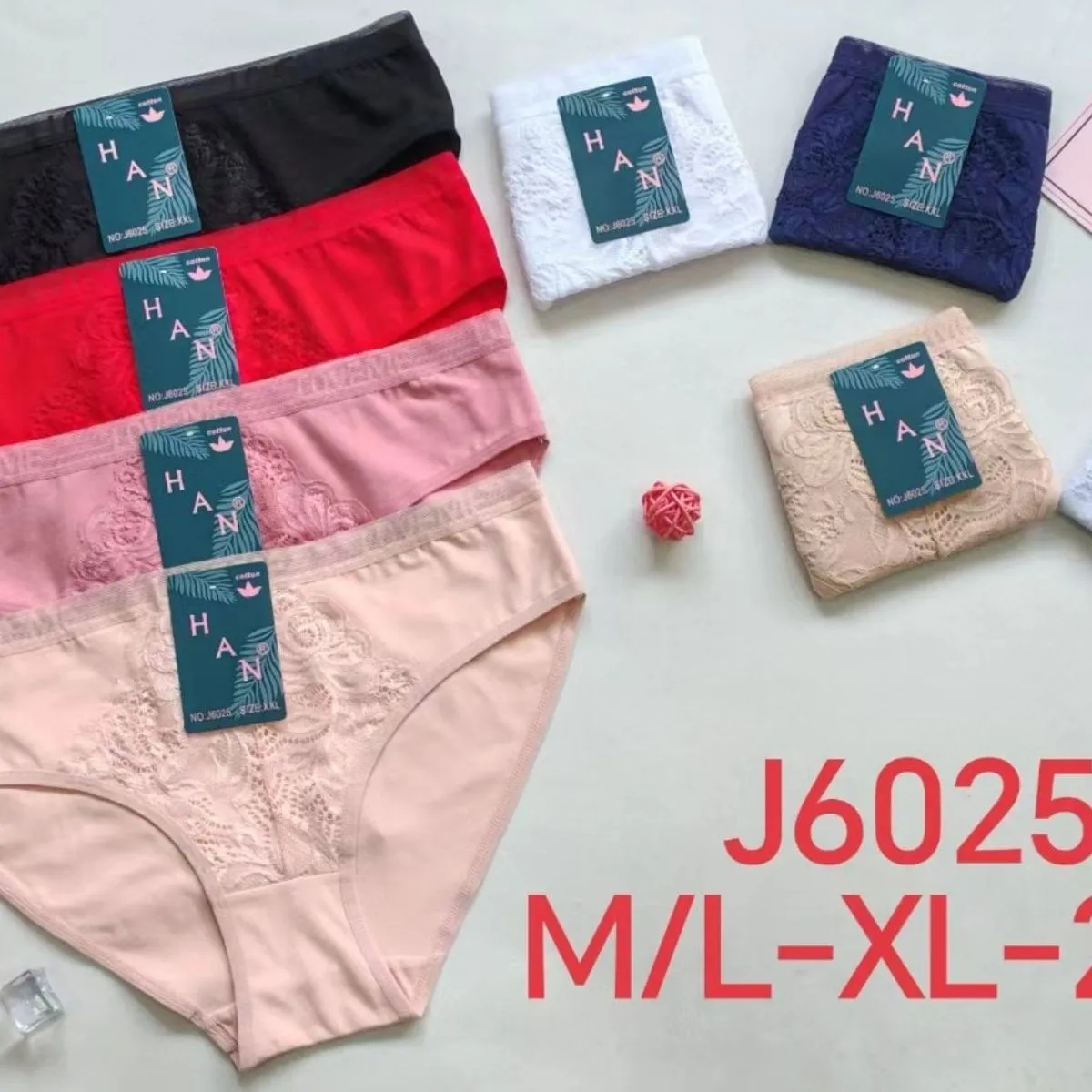Majtki damskie koronkowe J6025 M/L-XL-2XL, 5 kolorów