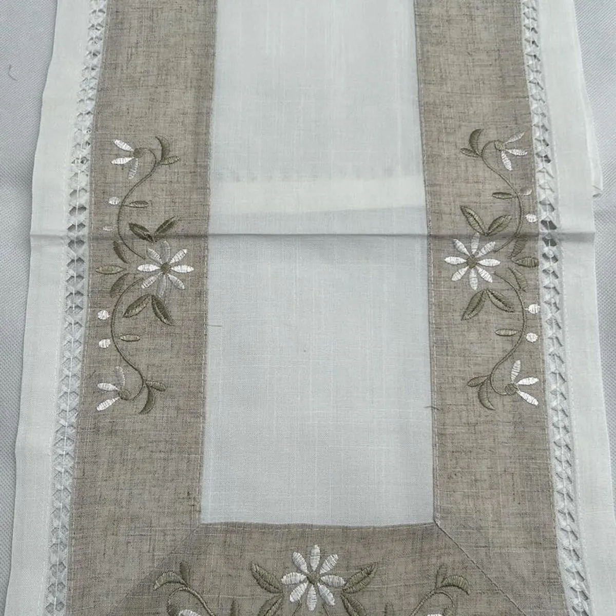 Bawełna Bieżniki 40x90cm beżowo-białe