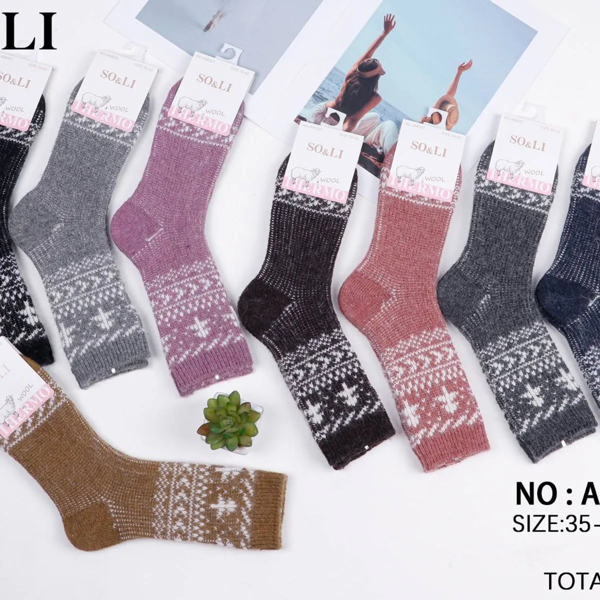 Skarpetki damskie S&O LI wzorzyste SIZE 35-38, 30 szt