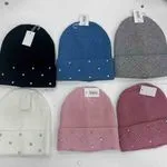 Czapki damskie beanie z ozdobami kryształkowymi 6 kolorów