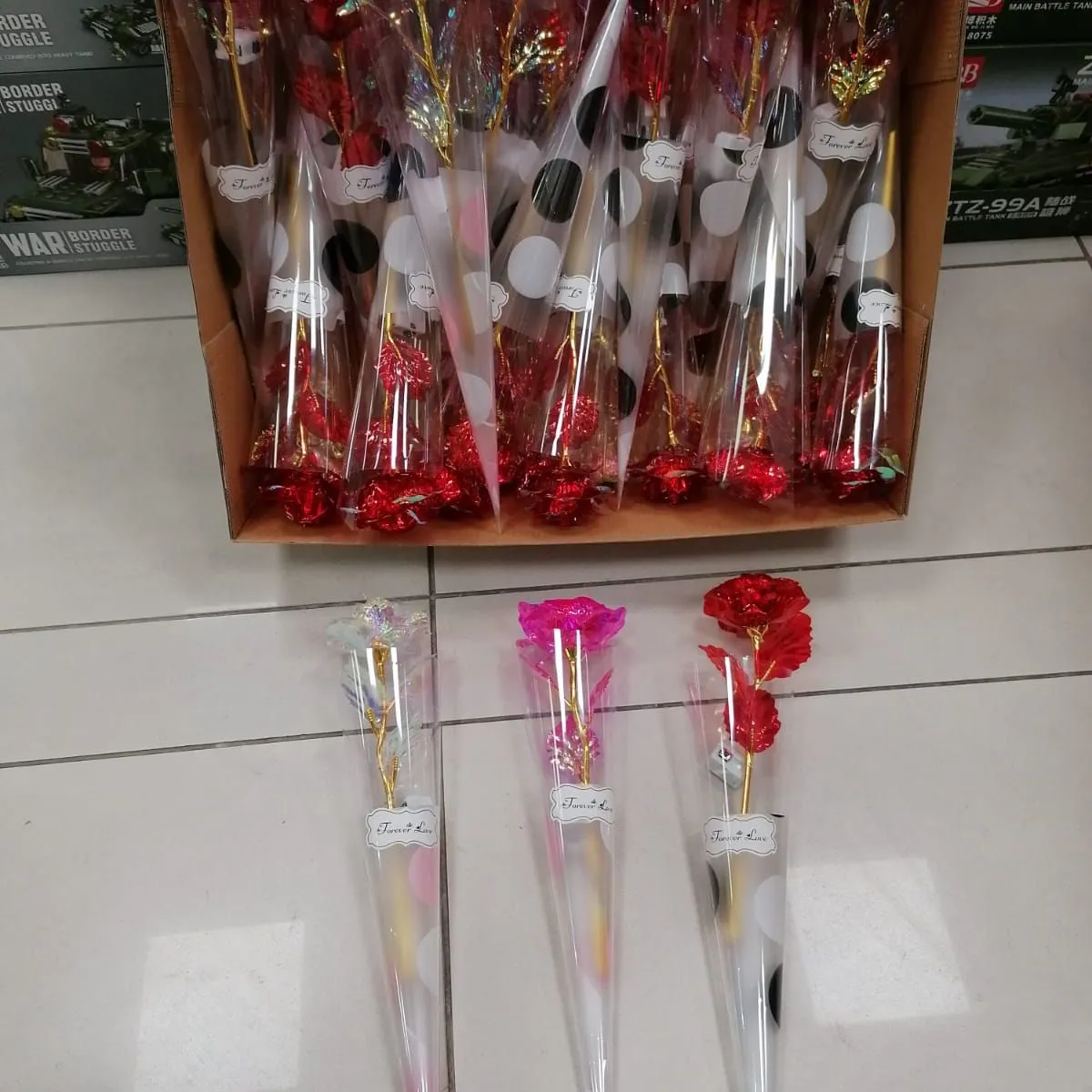 Prezent Kwiaty LED sztuczne różowe holograficzne