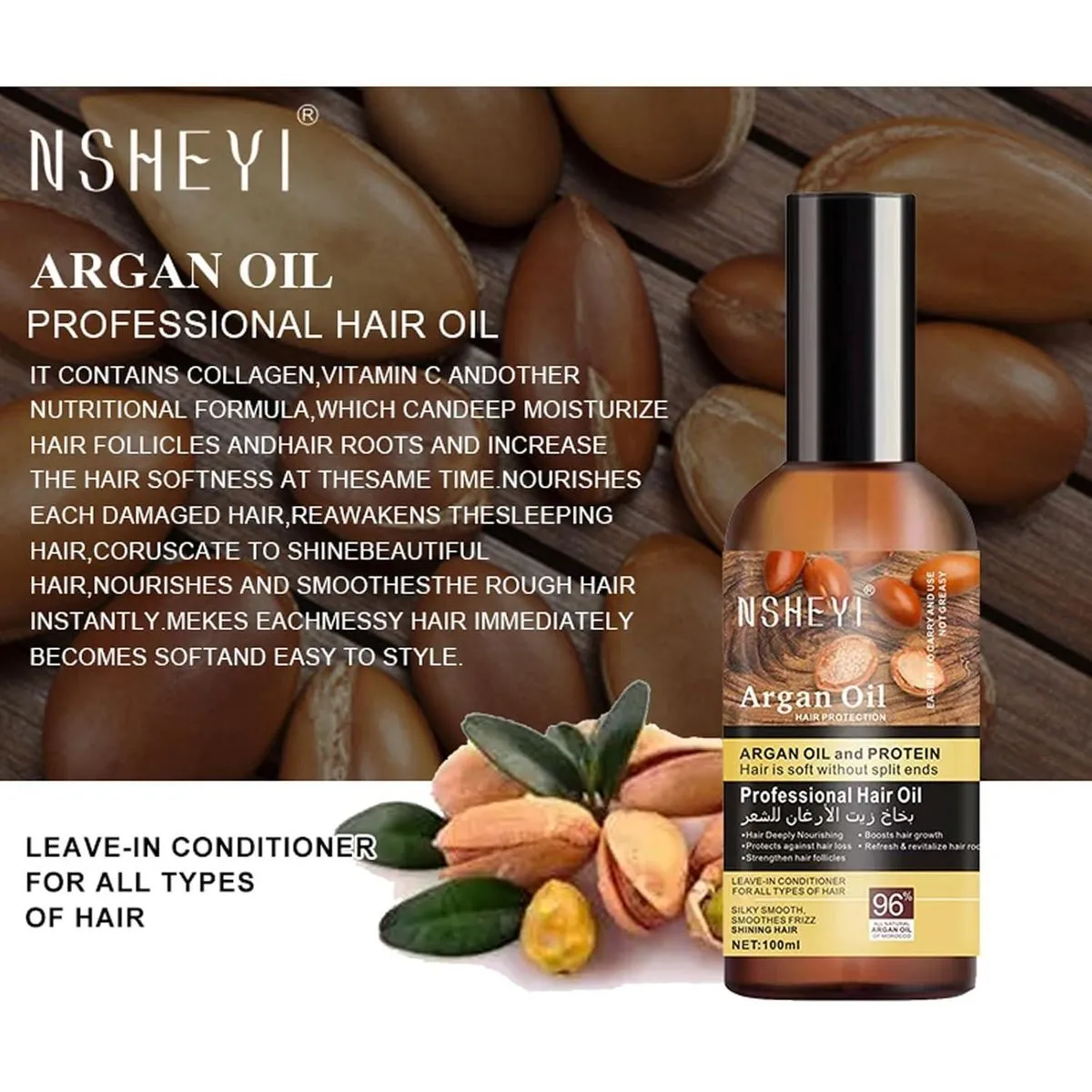 Olejek do włosów arganowy NUSHEYI Professional Hair Oil 100ml