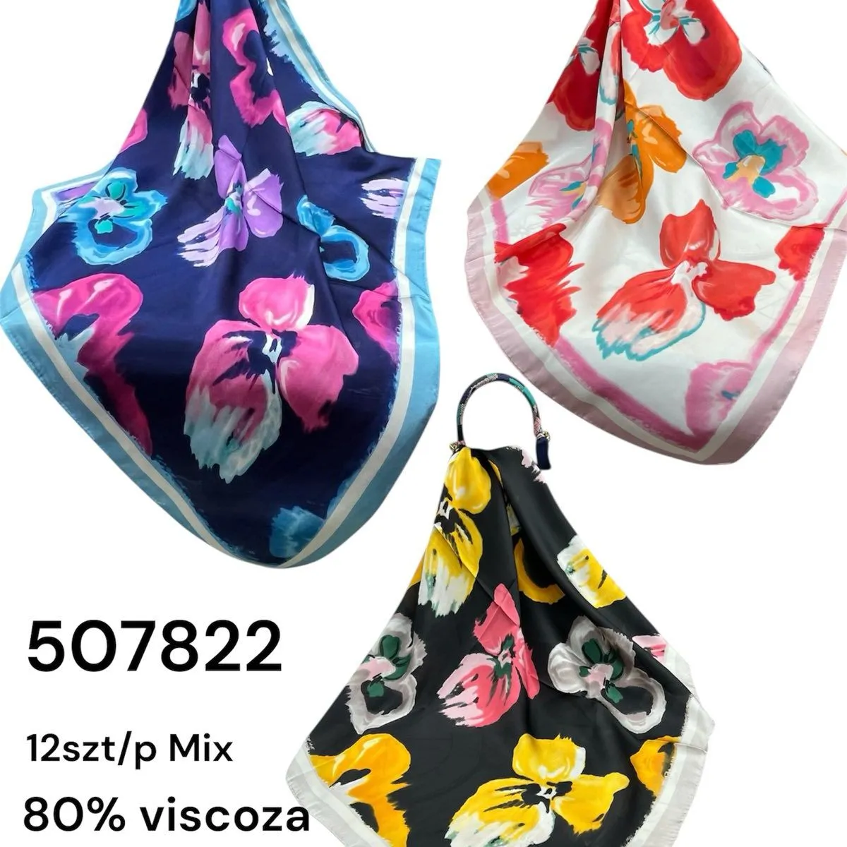 Chusta damska 2 szt/pak. Mix kwiatowy 80% wiskoza 20% jedwab