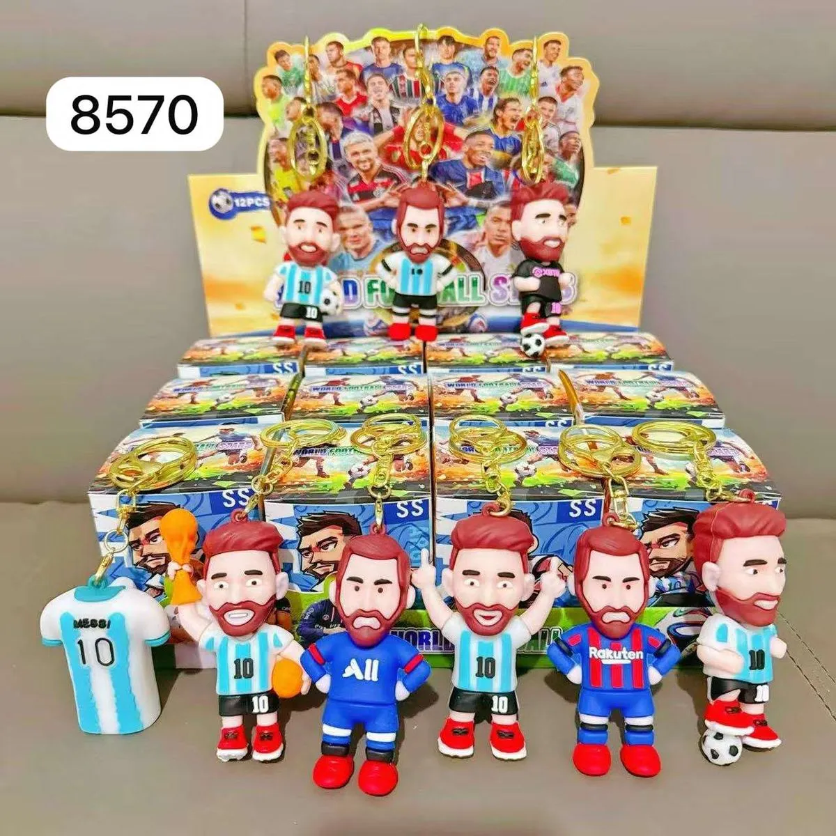 Brelok gumowy Messi figurka piłkarska 12 szt/opak.