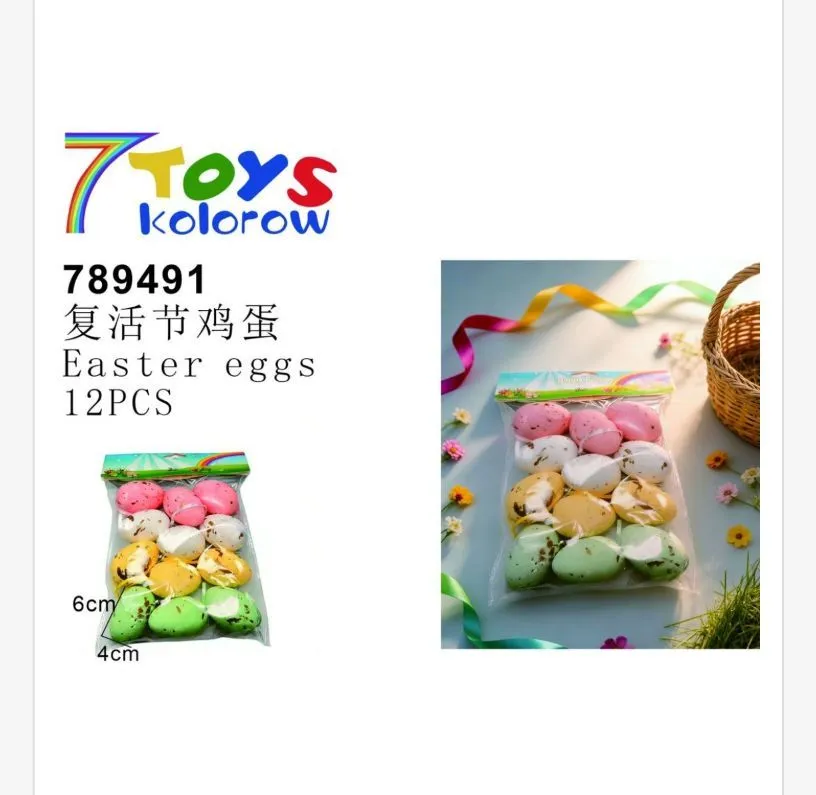 Ozdoby Wielkanocne Easter Eggs 12 szt kolorowe