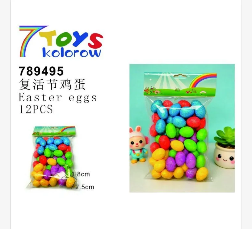 Ozdoby Wielkanocne Jajka 7Toys Kolorowe 12 szt 1,8cm x 2,5cm