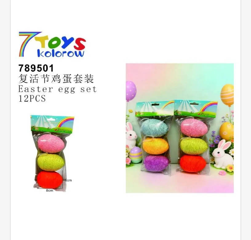 Zestaw 12 kolorowych jaj wielkanocnych 7TOYS 789501