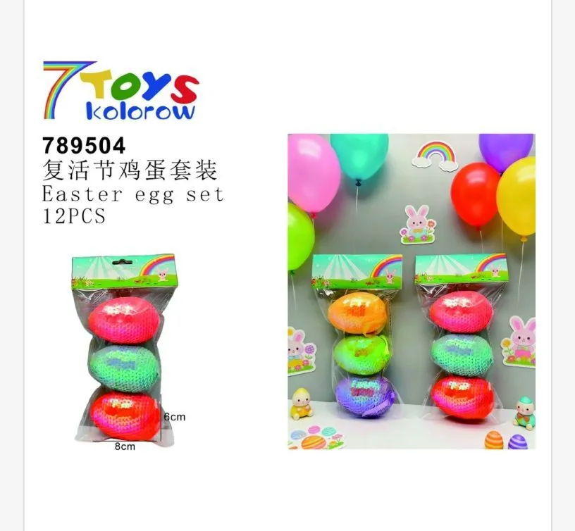 Zestaw 12 kolorowych jaj wielkanocnych 8cm 789504