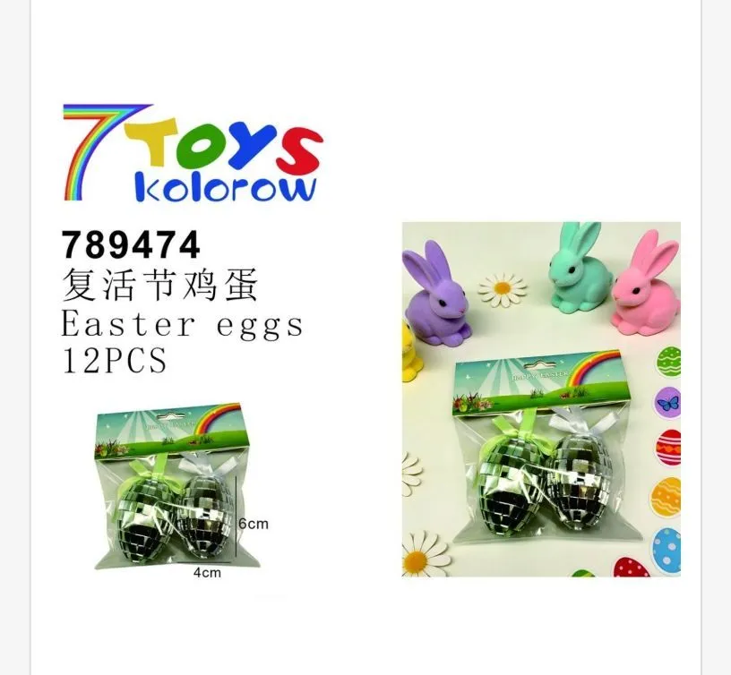 Ozdoby Wielkanocne Jajka 7 Toys Kolorowe 12 szt 4 cm