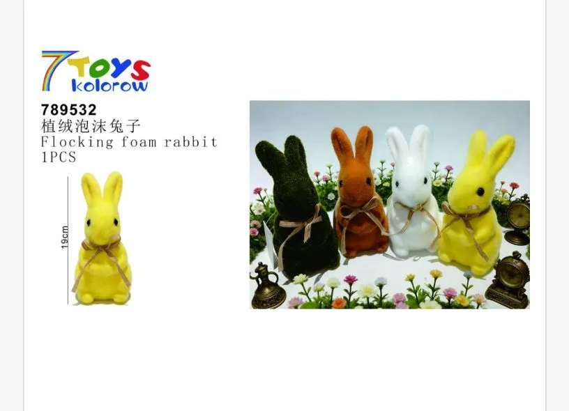 Ozdoby wielkanocne Flocking Foam Rabbit 10cm 8szt/op