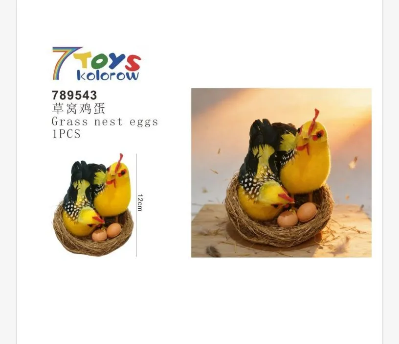 Ozdoby wielkanocne 7Toys kurczaki w gnieździe trawowym 12cm