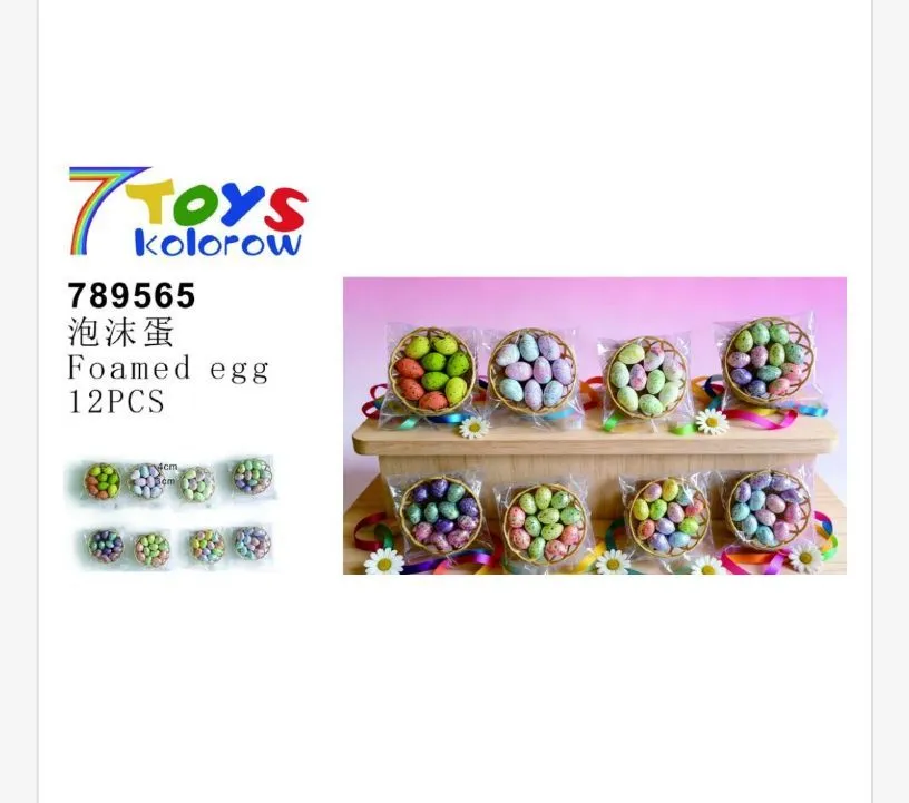 Ozdoby wielkanocne 7Toys kolorowe piankowe jajka 12 szt