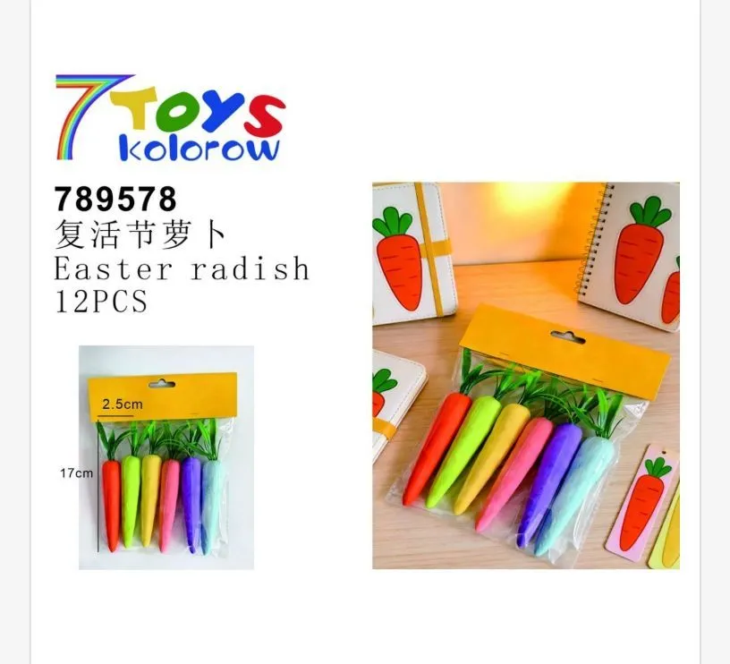 Ozdoby Wielkanocne 7Toys Kolorowe Marchewki 12 szt 2-17cm