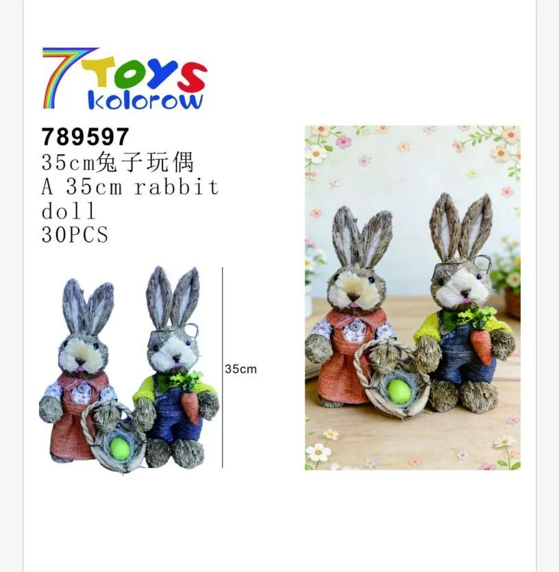 Wielkanocne figurki królików 35 cm 7TOYS KOLOROWY