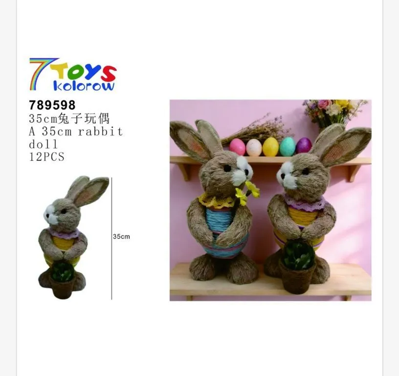 Ozdoby Wielkanocne - pluszowe króliki 35 cm, 12 szt