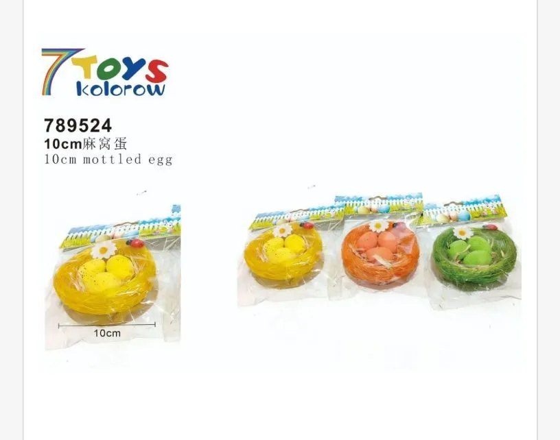 Ozdoby wielkanocne 10cm kolorowe jajka w gniazdach 78952