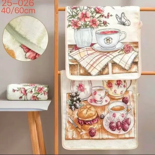 Ręczniki kuchenne 40x60 cm z motywem kwiatowo-herbatowym