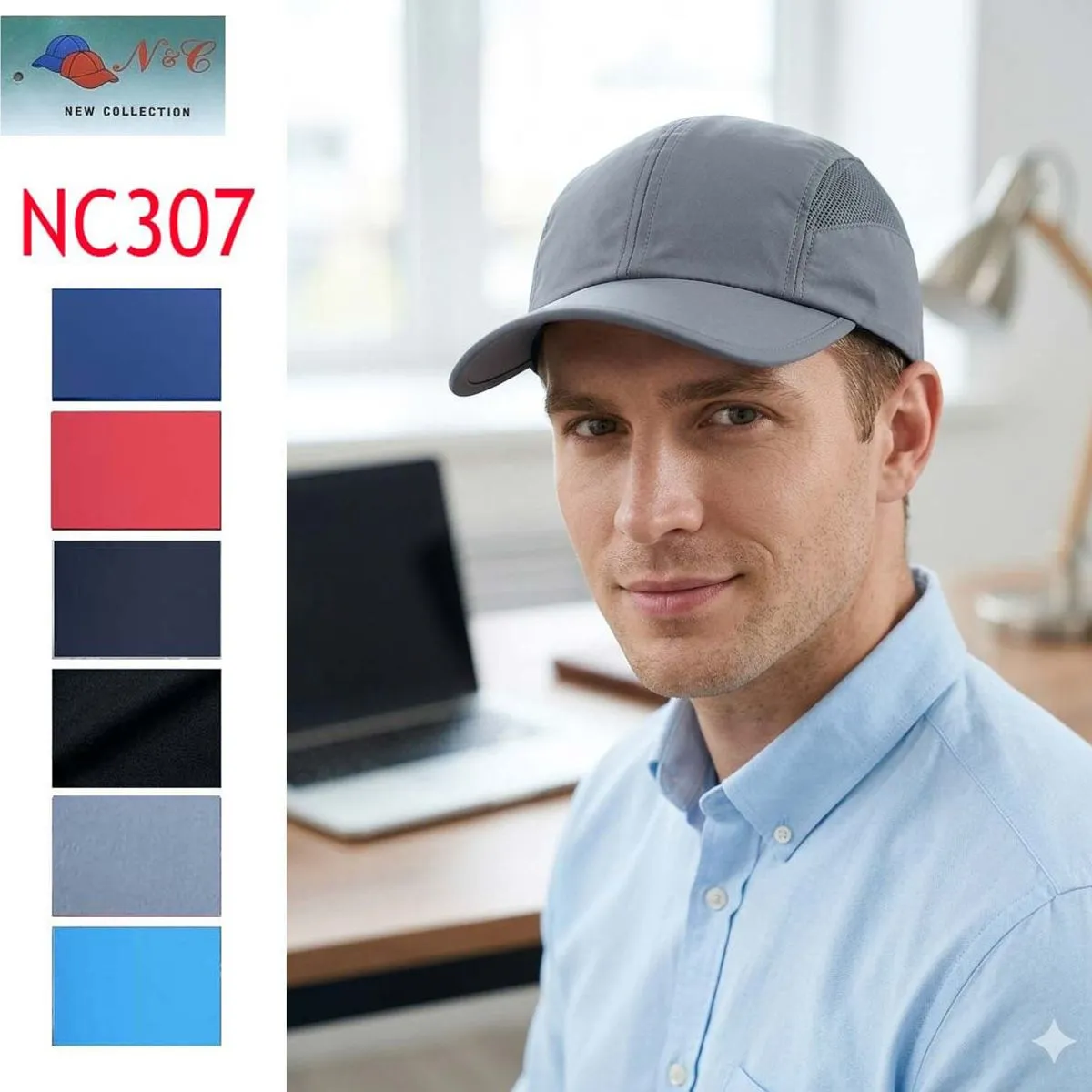 Czapki męskie NC307 sportowe, 6 kolorów, op. 12 szt