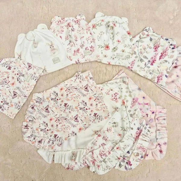 Komplet Czapki Komin dla Dzieci 52/54 Różowe z Uszami