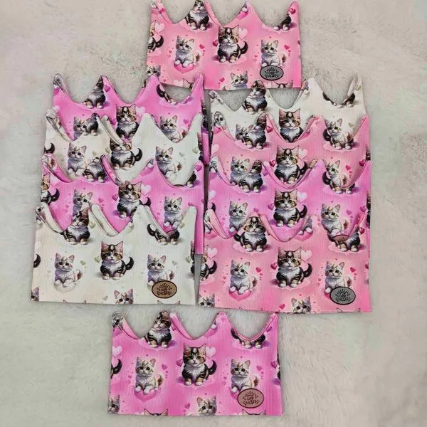 Opaski na głowę dla dzieci z kotkami różowe i szare