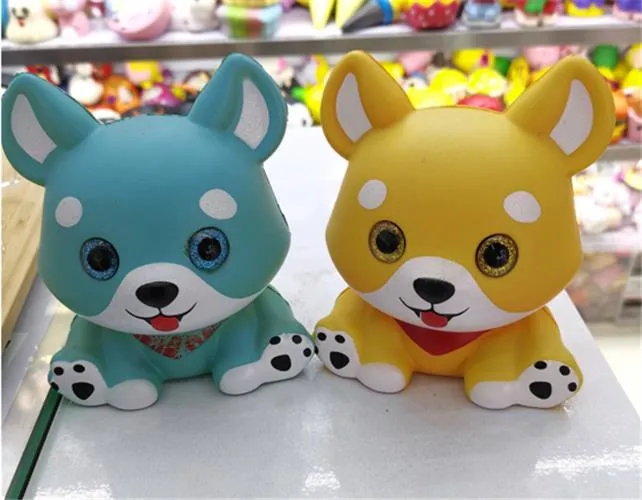 Gniotki Squeeze Toys Shiba Inu niebieski i żółty