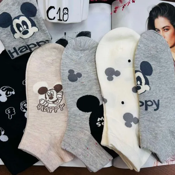 Skarpetki damskie z Myszką Mickey, C18, 6 kolorów