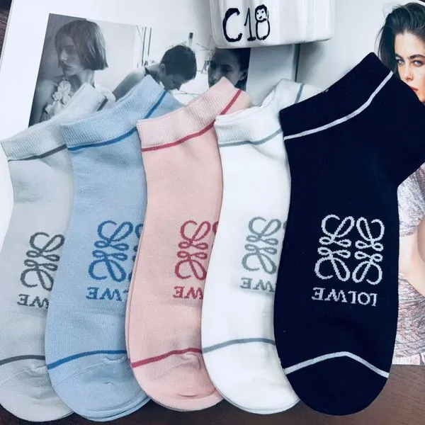 Skarpetki damskie niskie 5 par multikolor z logo LV