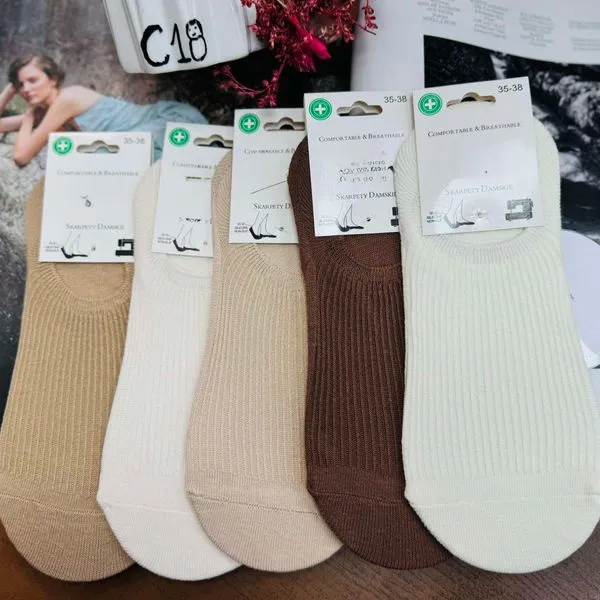 Skarpetki damskie bezszwowe beżowo-brązowe 35-39