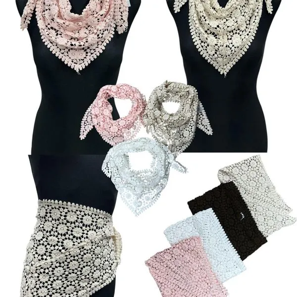 Chusta Damska Koronkowa Mix Kolorów 12 szt/pak