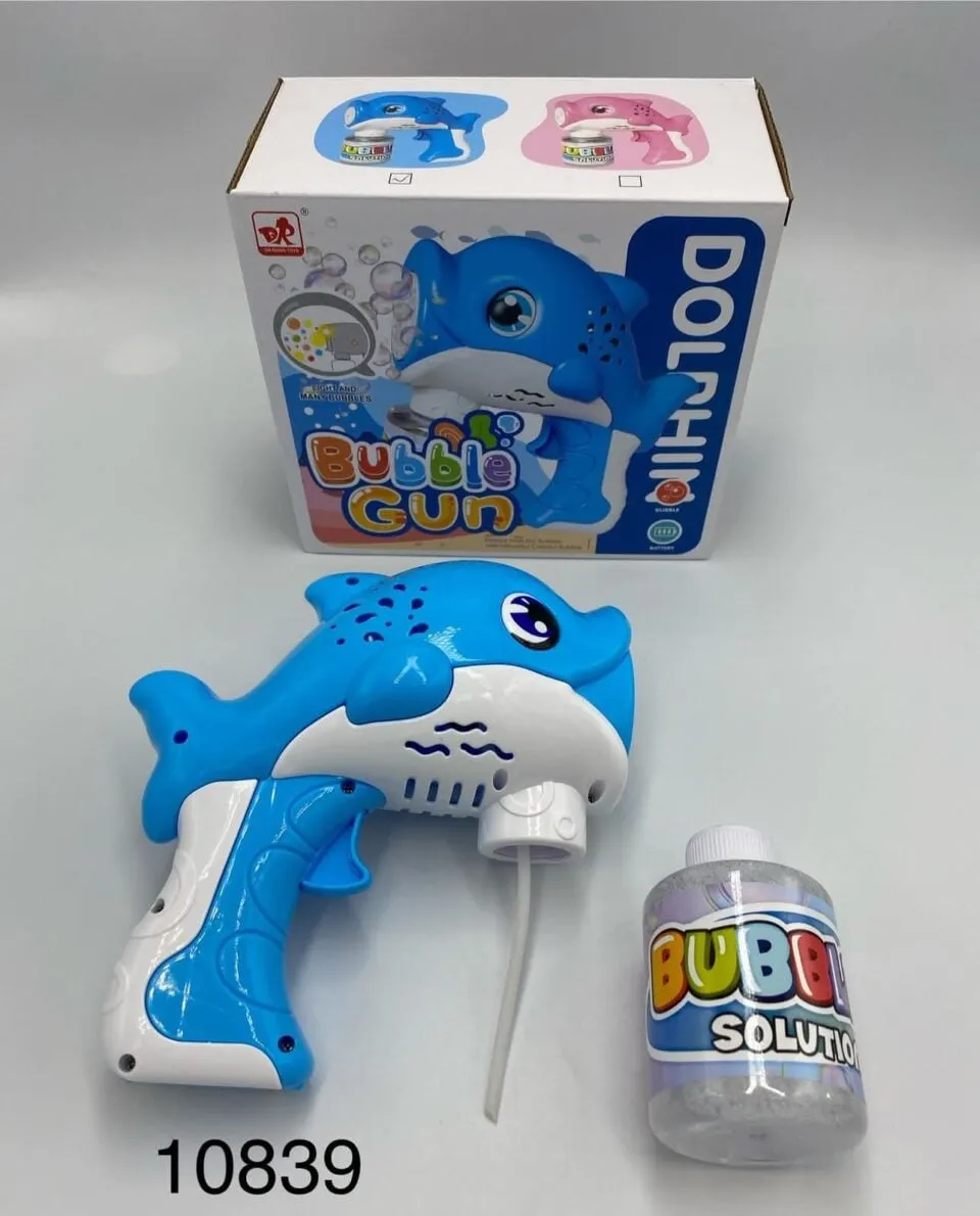 Pistolety Bubble Gun Delfin ze światłem i płynem, 12 szt.