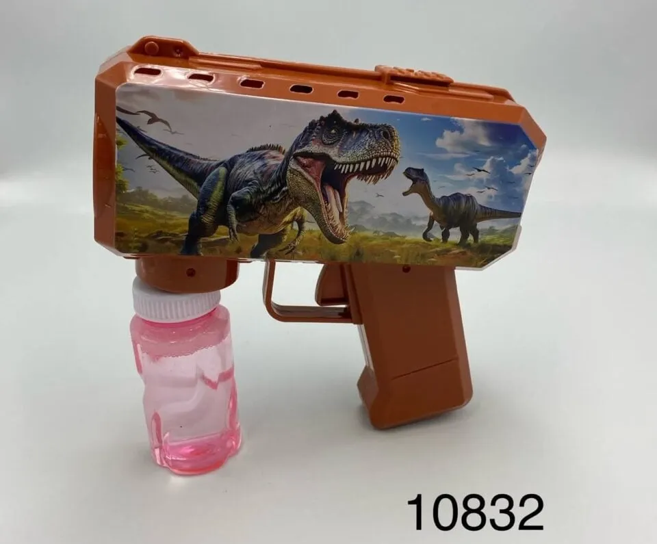 Pistolety Bubble Gun do baniek mydlanych, motyw Dinozaur, brązowy