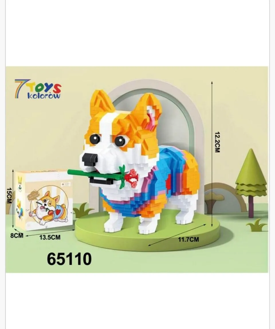 Klocki 997PCS Pies Corgi z Kwiatkiem 7 TOYS