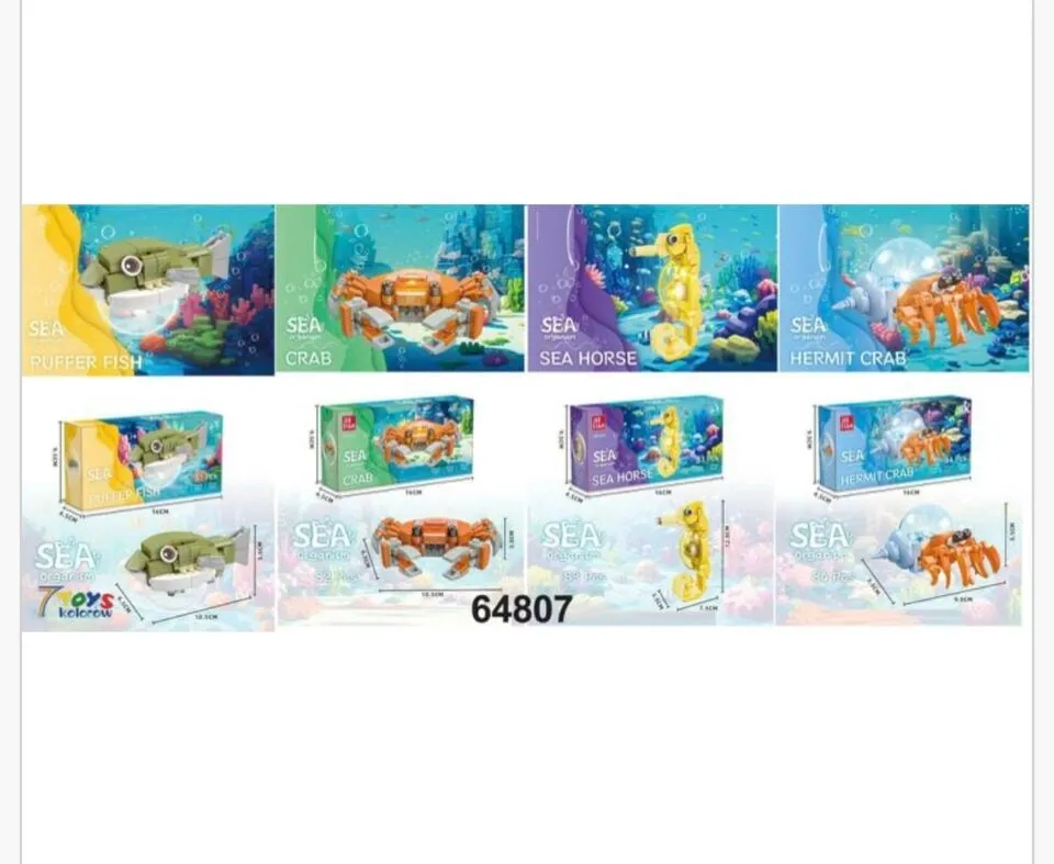 Klocki SEA Zwierzęta Morskie Mix 12 szt. - Figurki Konstrukcyjne