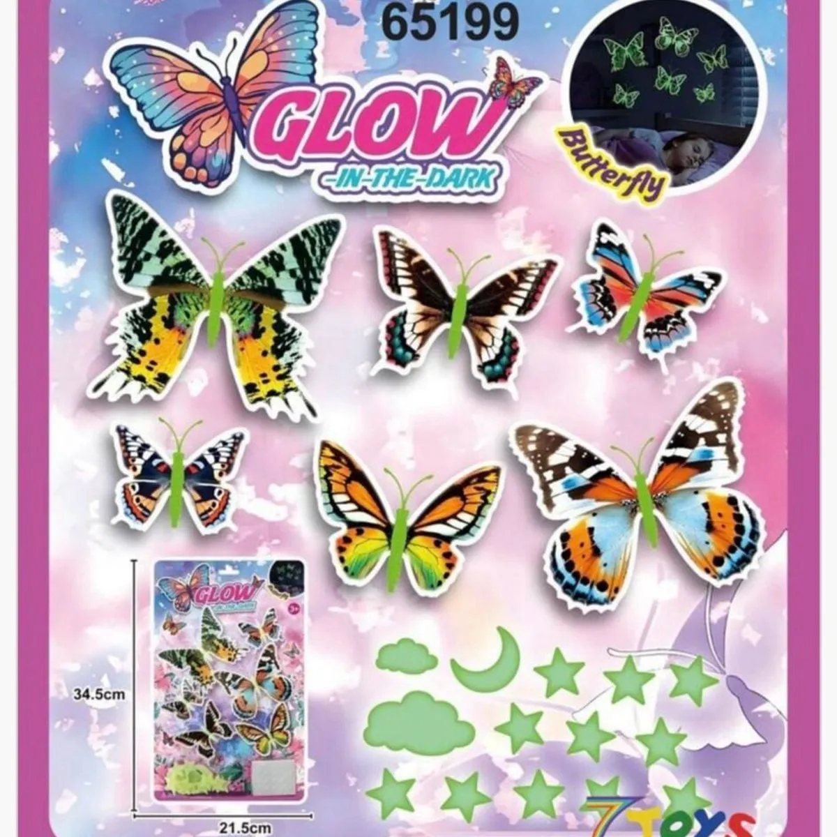 Naklejki Świecące Motyle Glow in the Dark 34,5x21,5cm