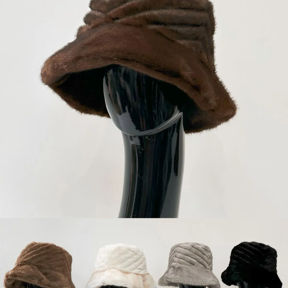 Czapka Zimowa Damska Futrzana Bucket Hat Mix Kolorów