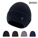 Czapka Zimowa Męska Prążkowana z Naszywką Mix Kolorów 12szt