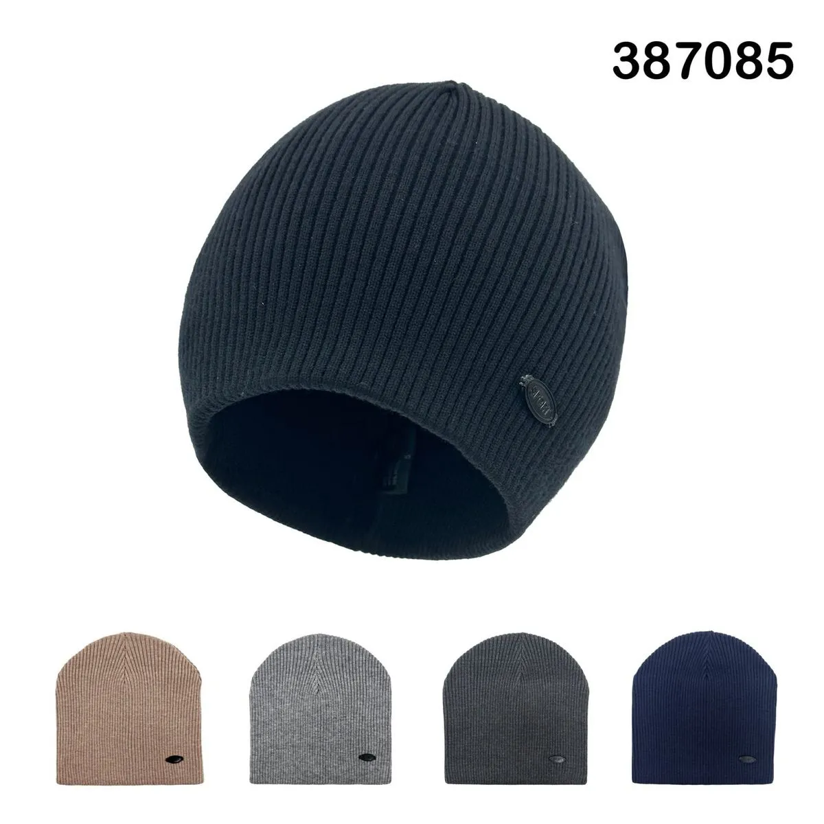Czapka Zimowa Męska Prążkowana Beanie Mix Kolorów 12szt.